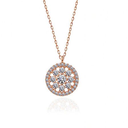 925 Ayar Gümüş Rose Çiçek Kadın Gümüş Kolye T7376 (599599)