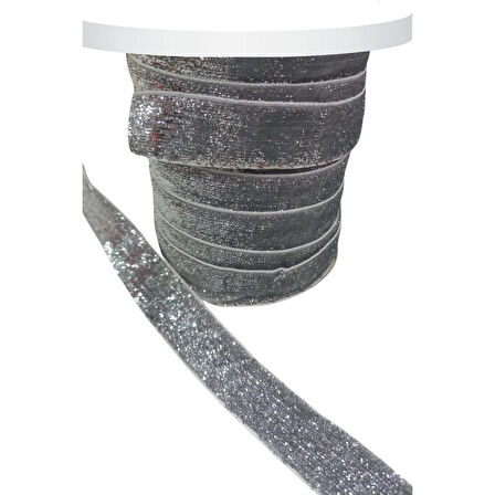 Kadife Kurdele Simli 2 cm Gümüş 2 Metre