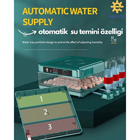 130 Yumurtalık Tam Otomatik Kuluçka Makinesi Wi-fi Kamera Hediyeli Yedek Motorlu Profesyonel Tavuk Kaz Ördek Bıldırcın Güvercin Süs Kuşu İçin İdeal