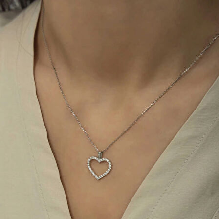 925 Ayar Gümüş Kalp Kadın Gümüş Kolye T6025 (599599)