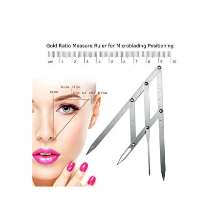 Microblading Simetrik Ve Estetik Kaş Ölçüm Cetveli, Kalıcı Makyaj Altın Oran Pergeli 275