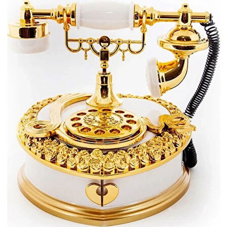 Nostaljik Polyester Telefon Müzik Ve Takı Mücevher Kutusu (beyaz)