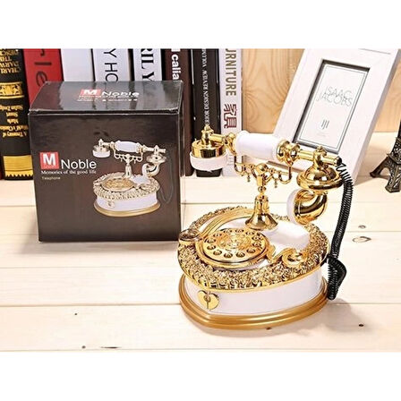 Nostaljik Polyester Telefon Müzik Ve Takı Mücevher Kutusu (beyaz)