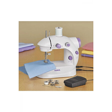 Işıklı Pedallı Dikiş Makinesi Mini Asw1 Beyaz Nakış