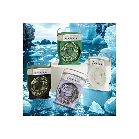 Şarjlı 600 Ml Su Hazneli Taşınabilir Masaüstü Vanilatör  Güçlü Fan Ve 2000 Mah Pil Yeşil