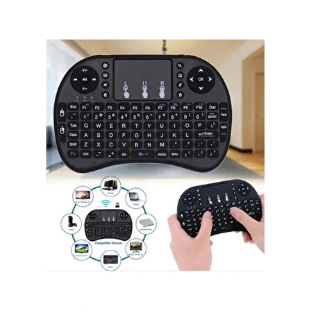 Smart Tv Box Ps3 Uyumlu Kablosuz Dokunmatik Işıklı Şarjlı Touchpadli Mini Q Klavye