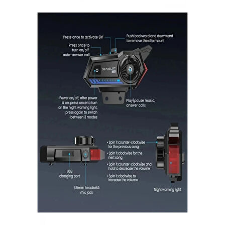 Bt57 Motosiklet Kask Kulaklık Intercom Işıklı Motorsiklet Interkom