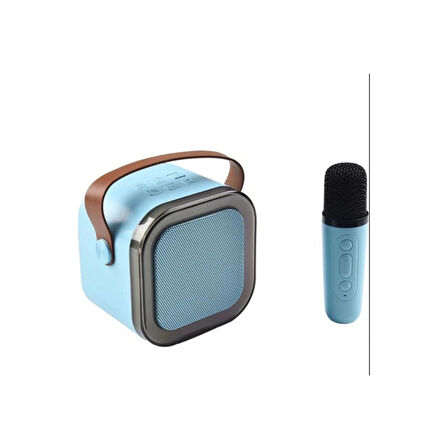 Karaoke Kablosuz Hoparlör Mikrofonlu Rgb Işıklı Bluetooth Speaker Tf Kart/usb Mavi