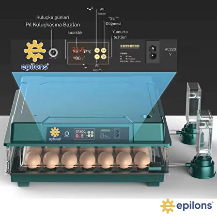 Slim Yeni Model 130’lu Gün Sayaçlı Otomatik Kuluçka Makinesi – Tavuk Kaz Ördek Kuş Yumurtası Uyumlu
