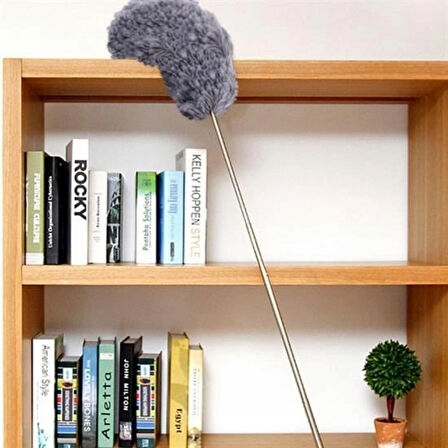 140 Cm Teleskopik Uzatılabilir Mikrofiber Yumuşak Başlıklı Gri Toz Alma Fırçası Toz Püskülü