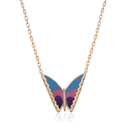 925 Ayar Gümüş Minimal Kelebek Kadın Gümüş Kolye T5956 (599599)