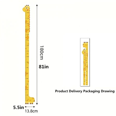 Sevimli Sarı Zürafa   Yeşil Dinazor   Deniz Kızı   Roket  Ağaç Boy Ölçüsü Sticker