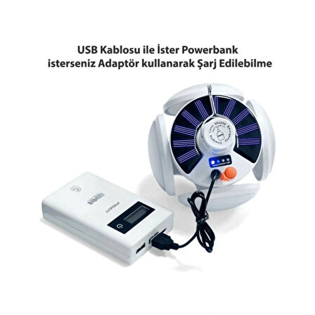 P-038 Solar Güneş Enerji Ve Usb Sarjli 5 Kanatlı