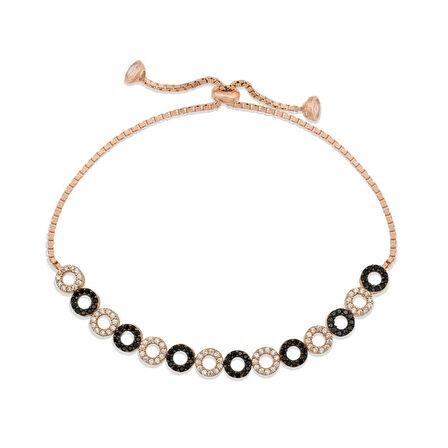 925 Ayar Gümüş Rose Halka Asansör Bileklik T4474 (599599)