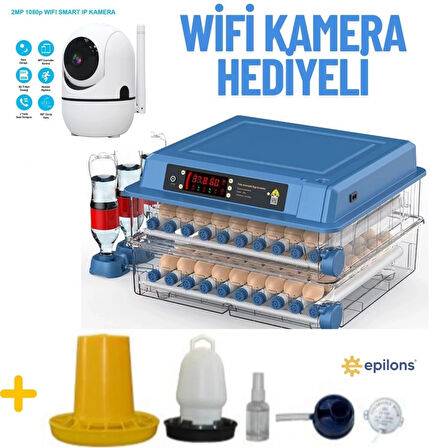 Tam Otomatik 120 Yumurta Kapasiteli Kuluçka Makinesi - Civciv Kaz Hindi Ördek İçin Wifi Kameralı Yedek Motorlu Set