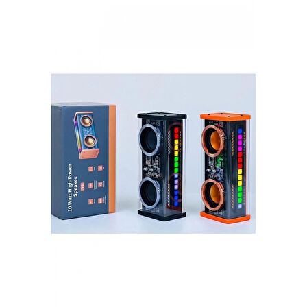 Şeffaf Mecha Müzik Tws Stereo Rgb İşıklı Hoparlör Kablosuz Bluetooth 5.0 Taşınabilir Hoparlör V9