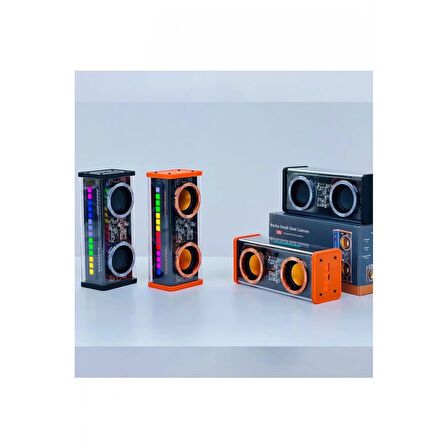 Şeffaf Mecha Müzik Tws Stereo Rgb İşıklı Hoparlör Kablosuz Bluetooth 5.0 Taşınabilir Hoparlör V9