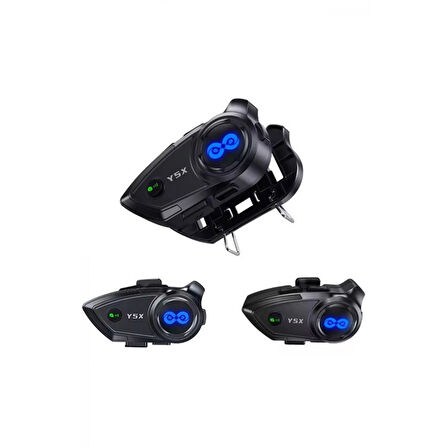Y5x Rgb Işıklı Intercom 5 Kişi Bağlantılı 1000mah Motosiklet Bluetooth Kulaklık Seti