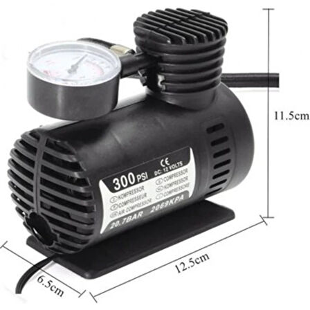 Plastik Gövdeli Siyah Mini Hava Kompresörü