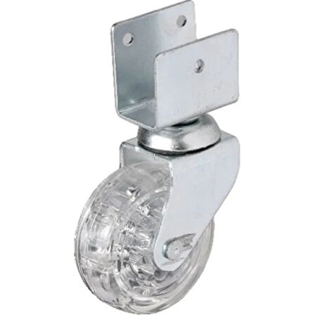 328 - 50x20 Mm Şeffaf Makaralı Kısa U Tablalı Teker 4 Adet