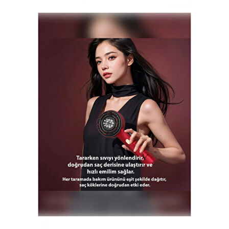 Şarjlı Ve Titreşimli Saç Masaj Tarağı Bakım Yağı Hazneli Fırça