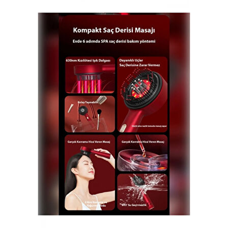 Şarjlı Ve Titreşimli Saç Masaj Tarağı Bakım Yağı Hazneli Fırça