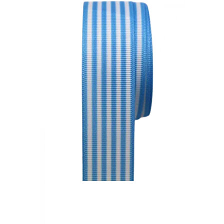 Tafta Çizgi Desen Kurdele 25 mm Mavi 5 Metre