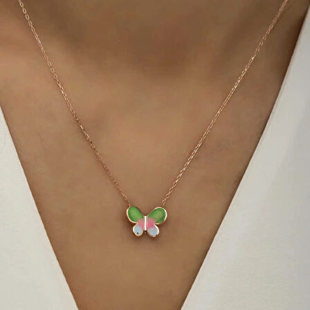 925 Ayar Gümüş Minimal Kelebek Bayan Gümüş Kolye T5957 (599599)