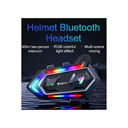 Y20 Max Motosiklet Bluetooth 5.3 Kask Intercom 2 Kişi 300 Metre Eşleşme Özellikli