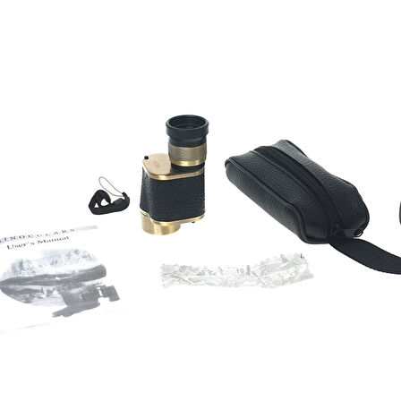 6x24  Baıgısh, Askeri Tarzi Pirinç Ve Deri Kaplamalı, Deri Çantalı Monocular Dürbün Sarı