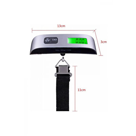 Dijital Işıklı Elektronik Askılı El Bagaj Tartısı Bavul Kantarı Seyahat Çantası 50kg
