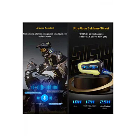 N3x Rgb Işıklı Intercom 3 Kişi Bağlantılı 1000mah Motosiklet Bluetooth Kulaklık Seti