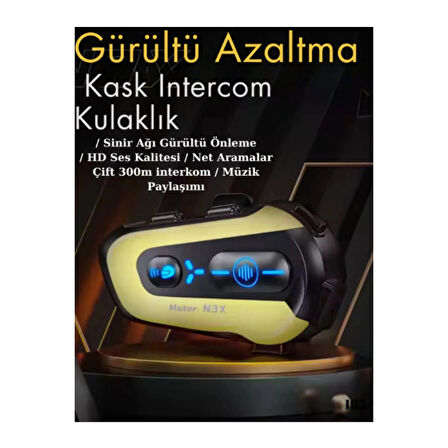 N3x Rgb Işıklı Intercom 3 Kişi Bağlantılı 1000mah Motosiklet Bluetooth Kulaklık Seti