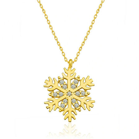 ​925 Ayar Gümüş Gold Kar Tanesi Kadın Gümüş Kolye T4971 (599599)