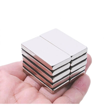 10 Adet 40x20x5mm Neodyum Magnet Güçlü N35 Mıknatıs Köşeli Nikel Kaplama