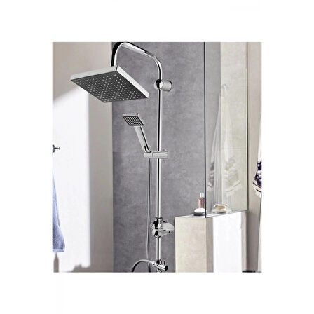 Epilons Robot Tepe Duş Sistemi Yağmurlama Duş Seti Krom Siyah Kare