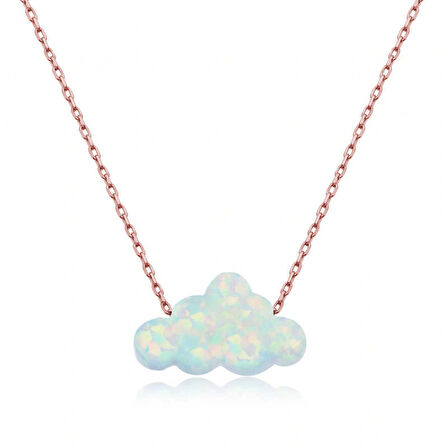 925 Ayar Gümüş Beyaz Opal Taş Bulut Kadın Gümüş Kolye T4530 (599599)