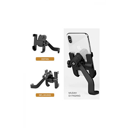 Alüminyum Gövdeli Metal Ayna Bağlantılı Motosiklet Telefon Tutucu 7 İnç Xl