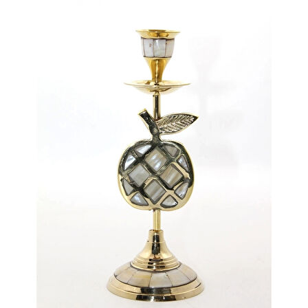 Pirinç Sedefli Tekli Şamdan 1636