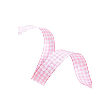 Tafta Ekoseli Kurdele 25 mm Pudra 1 Metre