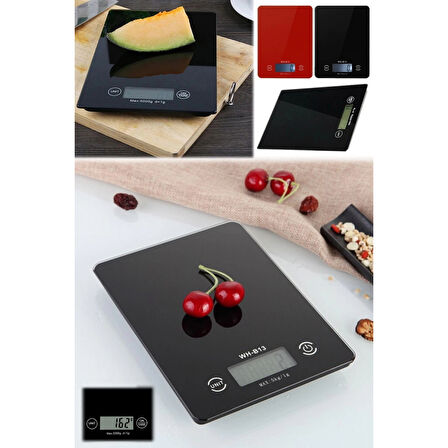 Dijital Mutfak Tartısı - 5 Kg Kapasite, 1 Gram Hassasiyet, Şık Siyah Cam Tasarım
