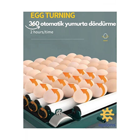 Epilons Profesyonel 130 Yumurtalık Otomatik Kuluçka Makinesi Tavuk Bıldırcın Güvercin Kaz Hindi Wi-fi Kamera