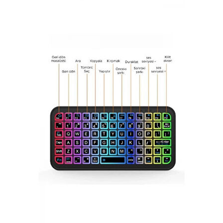 Mini Klavye Smarttv Işıklı Bluetooth Kablosuz Televizyon Ps3 Dizüstü Tabletler Ve Telefonlar İçin