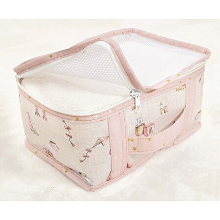 Baby 6'lı Desenli Fileli Bavul Valiz İçi Düzenleyici Çok Amaçlı Organizer (pembe)