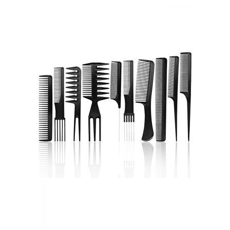 10 Parça Profesyonel Kuaför Tarak Seti - Saç Kesim, Ayırma, Şekillendirme Ve Fön Tarağı