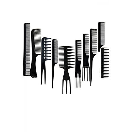 10 Parça Profesyonel Kuaför Tarak Seti - Saç Kesim, Ayırma, Şekillendirme Ve Fön Tarağı