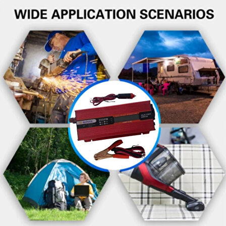 Epilons 12v 2000w Modifiye Sınus İnverter 220v Dijital Göstergeli- Taşınabilir Güç Kaynağı