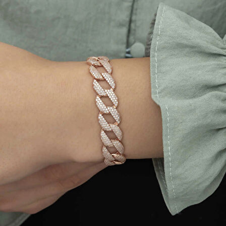 925 Ayar Gümüş Rose Taşlı Gurmet Bileklik T5850 (599599)