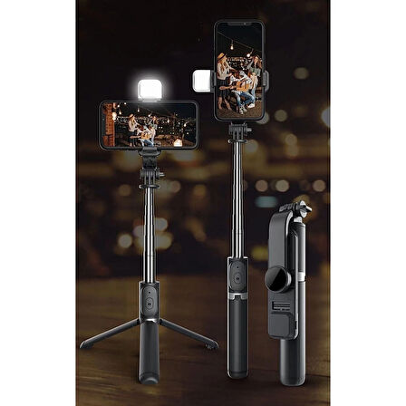 Led Işıklı Selfie Çubuğu Bluetooth Kumandalı Kablosuz Tripot Selfie Monopod Selfie Stick