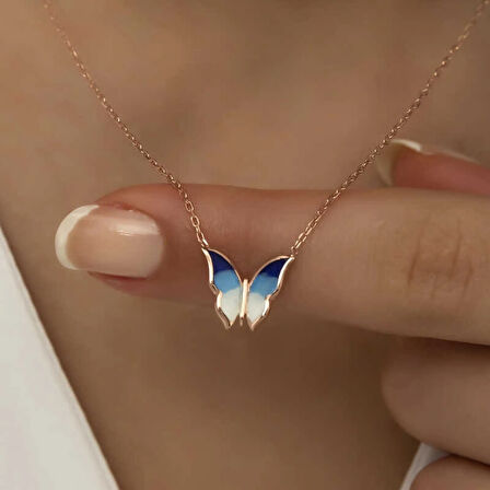 925 Ayar Gümüş Minimal Kelebek Bayan Gümüş Kolye T5955 (599599)